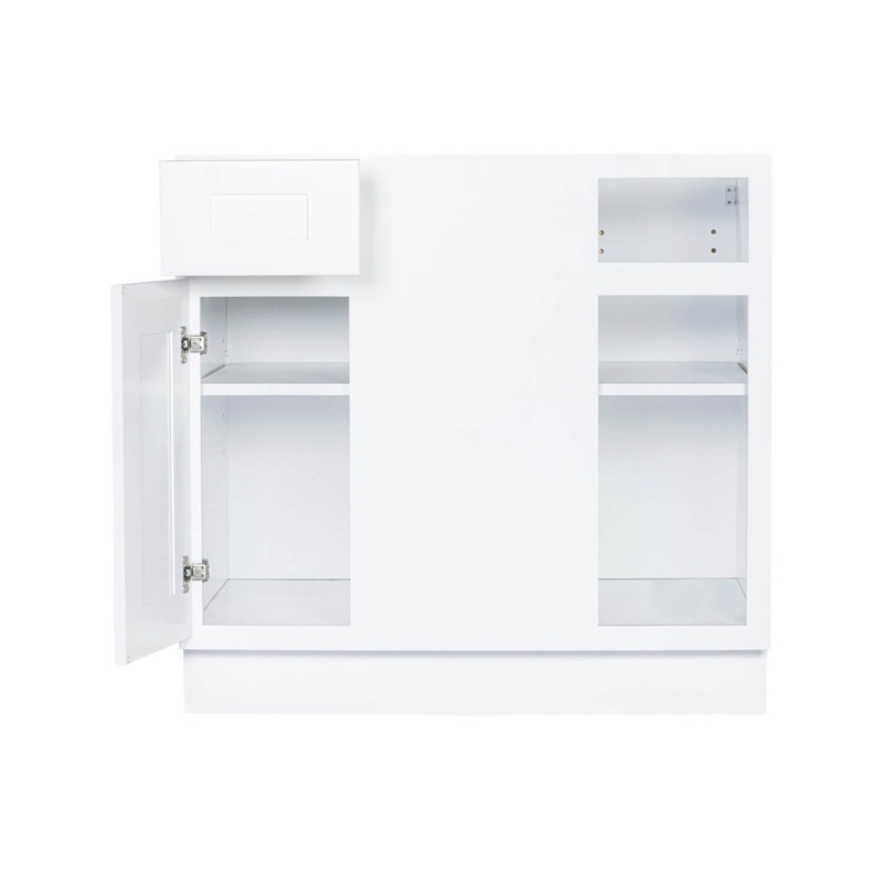 White Shaker Wood Kitchen Corner Blind Base Cabinet - 42" X 24" X 34.5" (Assembly Required) - White Shaker