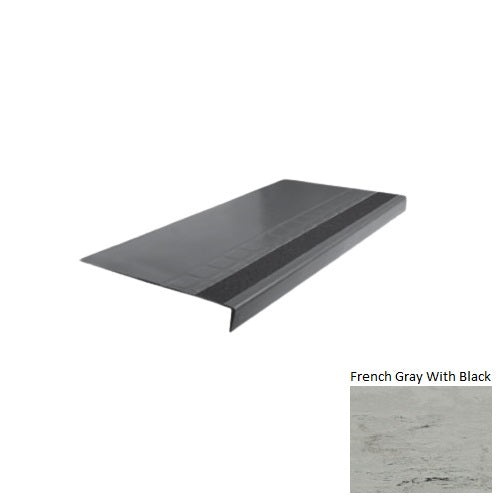 Evolving Styles Creative Elements French Gray With Black Type 875 With Flush Ribbed / Smooth Insert Distinct Designs Rubber - 12 1/4" X 72" Stair Tread - Raised Square Design