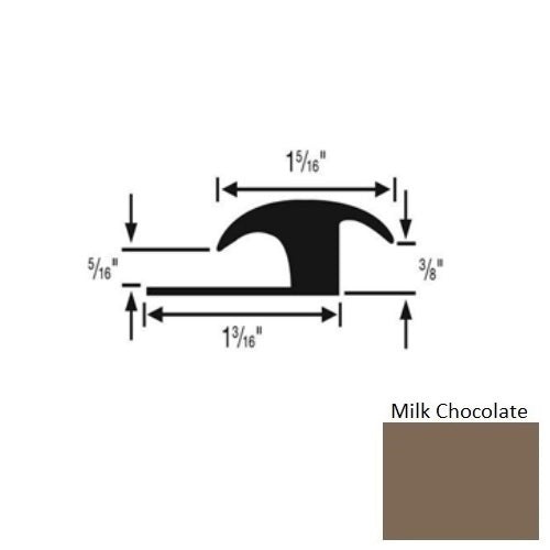 Flextones Milk Chocolate Vinyl 160 Ceramic / Wood Carpet Transition - 3/8" X 12 Ft - Thermoplastic