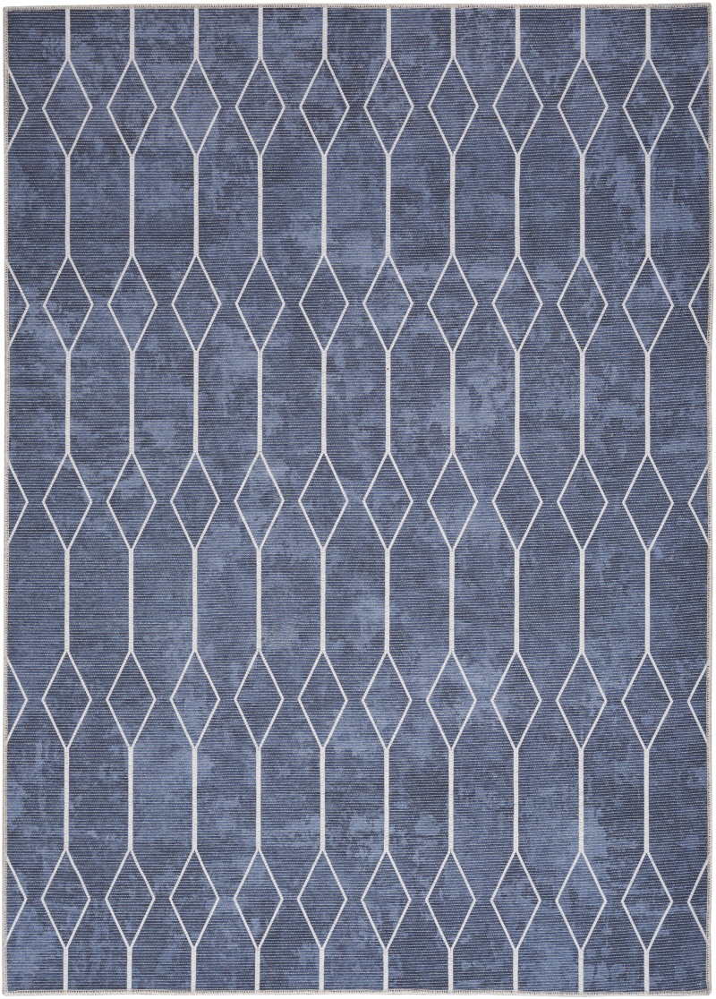 Machine Washable Series 1 Sr107 Navy Cotton Blend Modern Area Rug