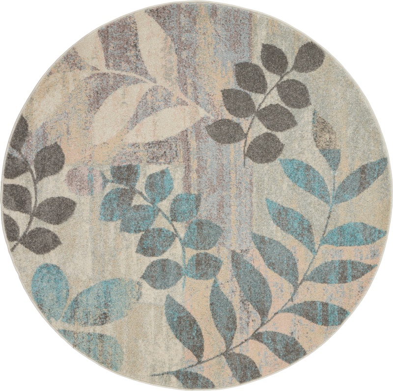Tranquil Ivory / Light Blue Round Area Rug