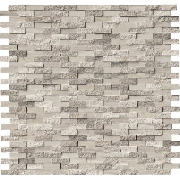 White Oak Marble Mosaic - 1 1/5" X 2/5" Brick - Split Face