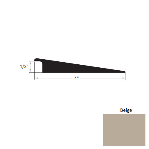 Johnsonite Beige Vinyl Moulding / Trim - 4" X 12 Ft (144") X 1/2" Wheeled Traffic Transition - Wheeled Traffic Transition