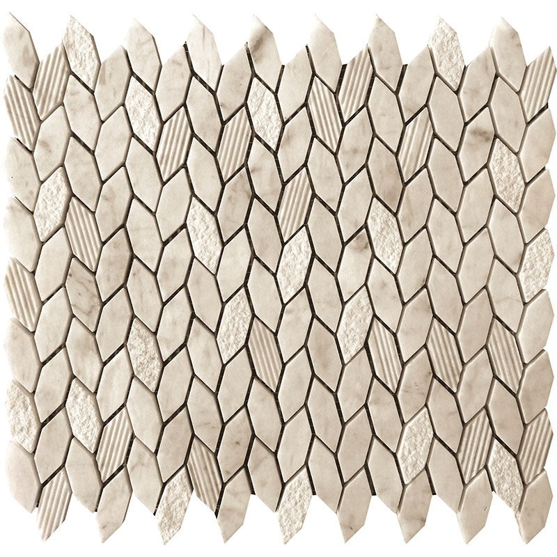 Bali Crema Marfil Marble Mosaic - Leaf - Polished & Etched