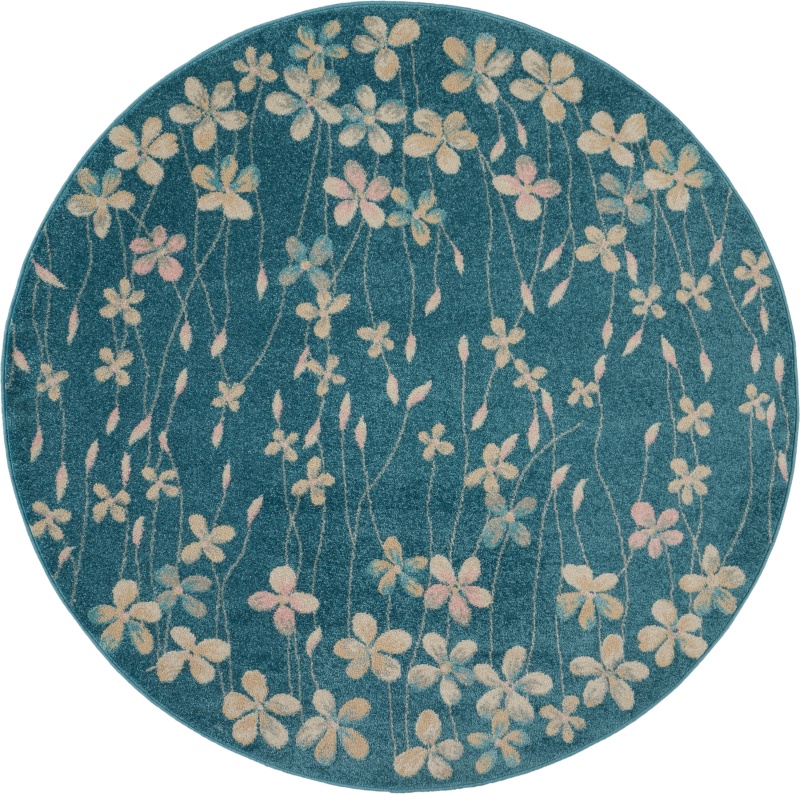 Tranquil Tra04 Turquoise Polypropylene Contemporary Area Rug