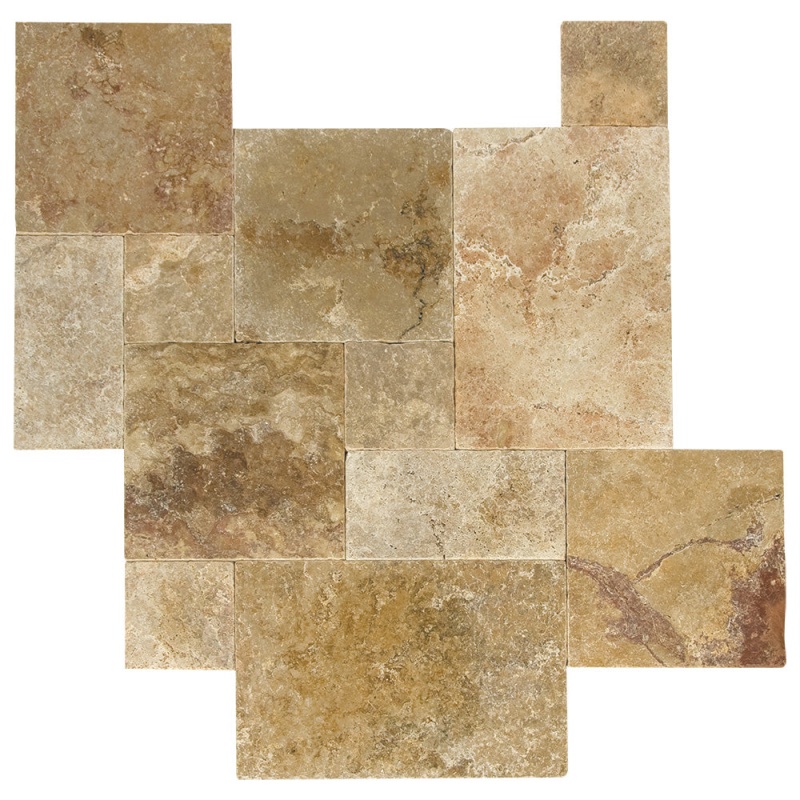 Antique Blend Travertine Paver Versailles Pattern - Tumbled - Various Sizes