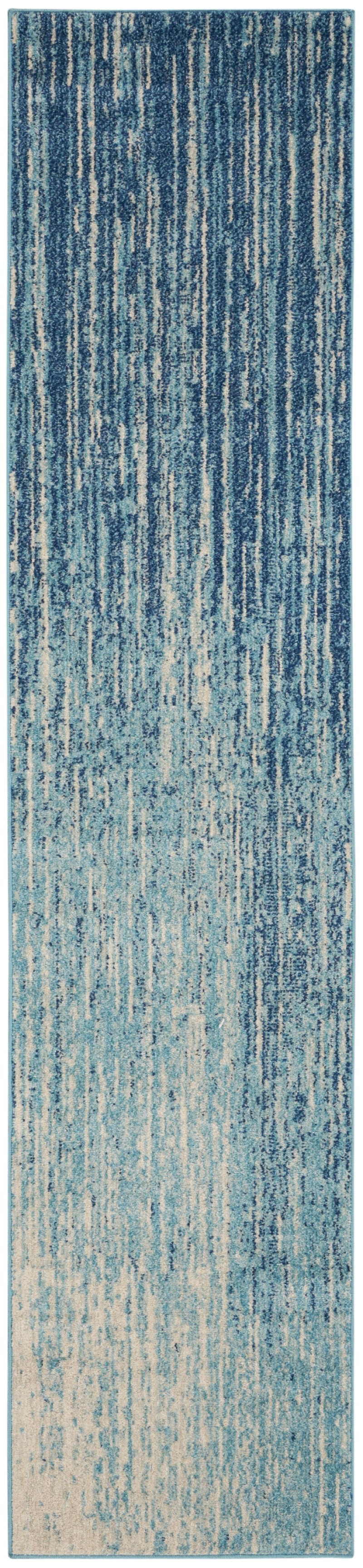 Passion Navy / Light Blue Polypropylene Modern Area Rug Runner