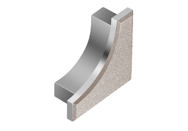 Dilex Ahk End Cap Metal Tile Edging Trim - Cream Textured Color Coated Aluminum - 9/16" X 1/2"