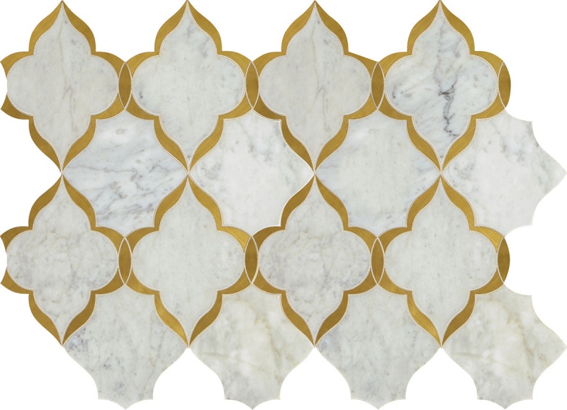 Lavaliere White Carrara With Brass Mixed Mosaic - Polished