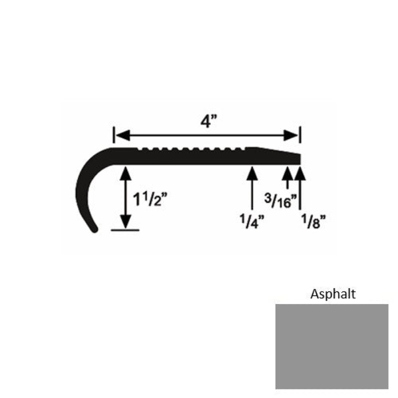 Solid 02 Asphalt Rubber Commercial Stair Nosing (Rd) - 4" X 9 Ft (108")
