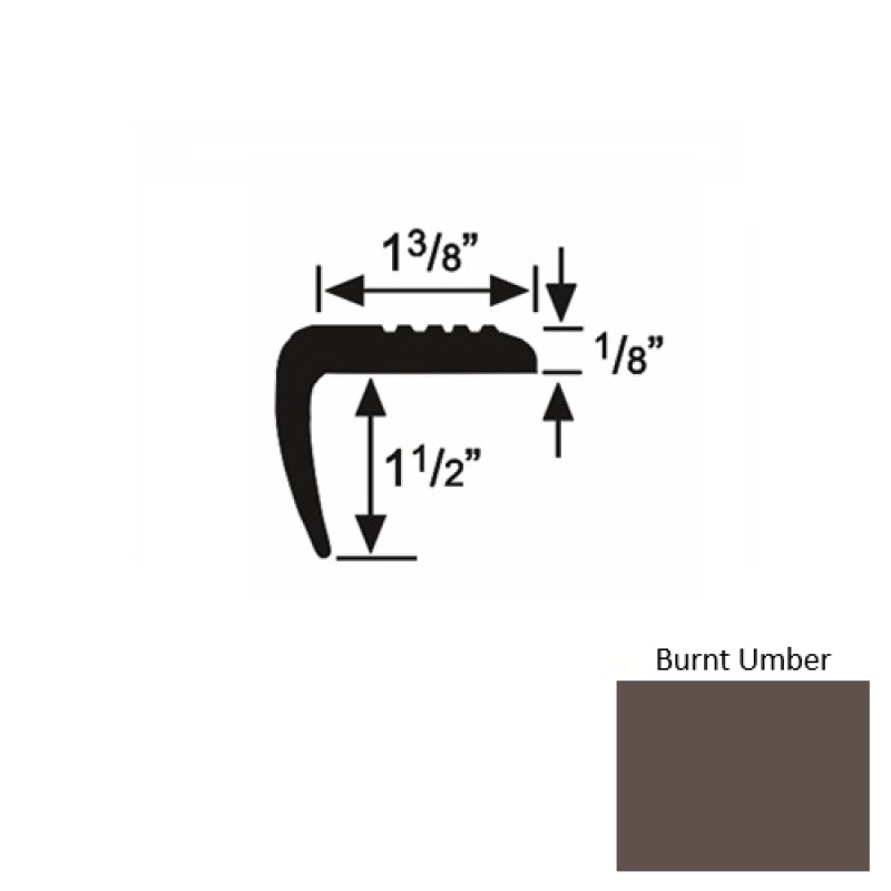 Solid 05 Burnt Umber Rubber Domestic Stair Nosing