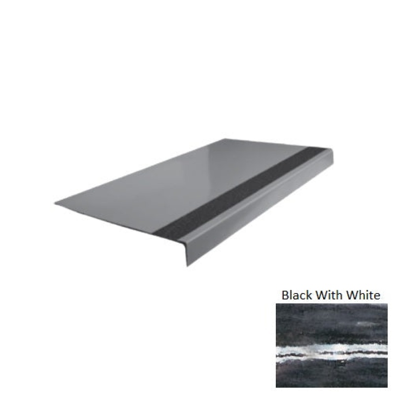 Evolving Styles Creative Elements Black With White Type 170 Distinct Designs Rubber - 12 1/4" X 72" Stair Tread - Smooth