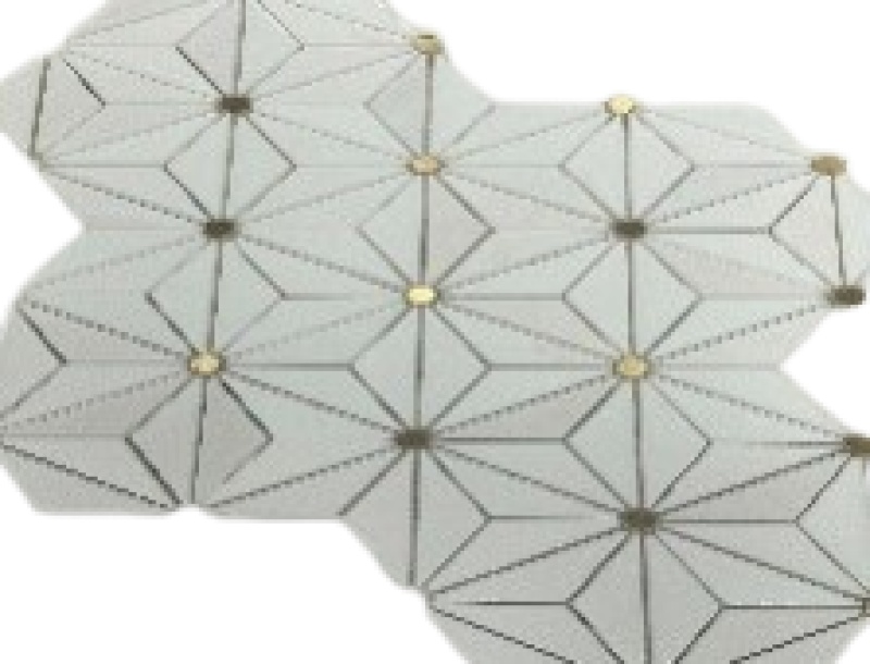 Thassos & Brass Marble & Brass Mosaic - All Star - Polished