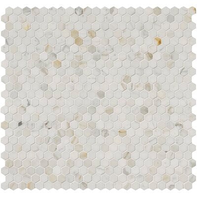Calacatta Gold Marble Mosaic - 1" Hexagon - Polished