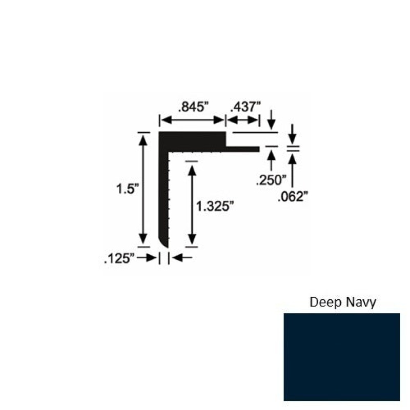 Solid 57 Deep Navy Rubber Landing Trim - 1 1/2" X 98"