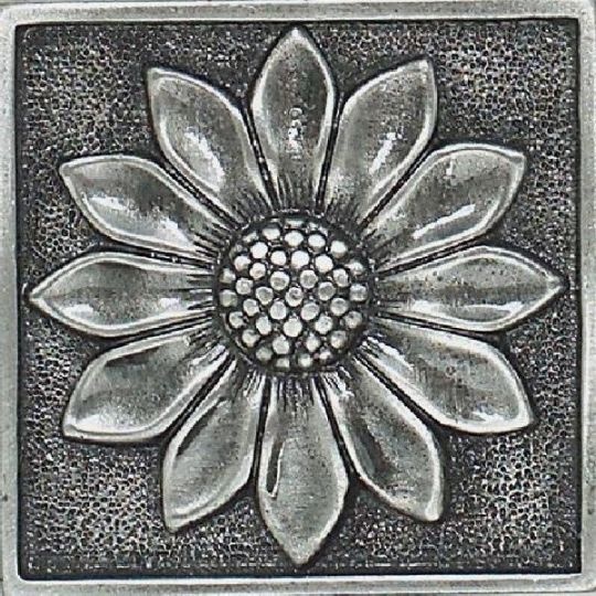 Massalia Pewter Metal Wall Trim - 2" X 2" Floral Dot - Matte