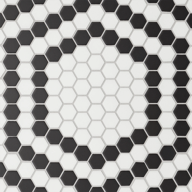 Le Cafe Deco Design 4 Porcelain Mosaic - 1" Hexagon - Matte