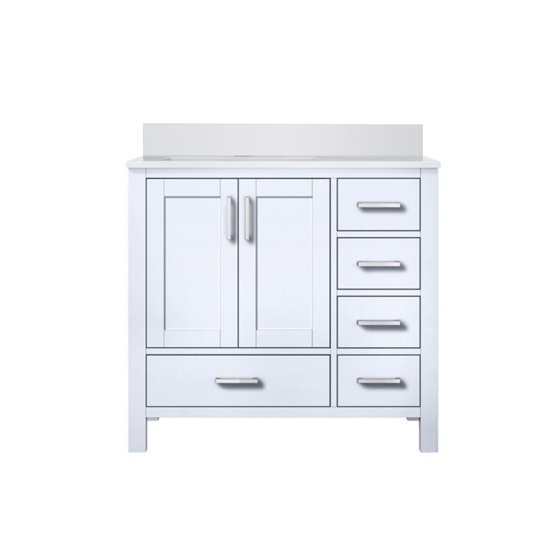 Jacques Lvj36sa300l White Wood Freestanding Single Sink Bathroom Vanity With Cultured Marble Top - 36" - White