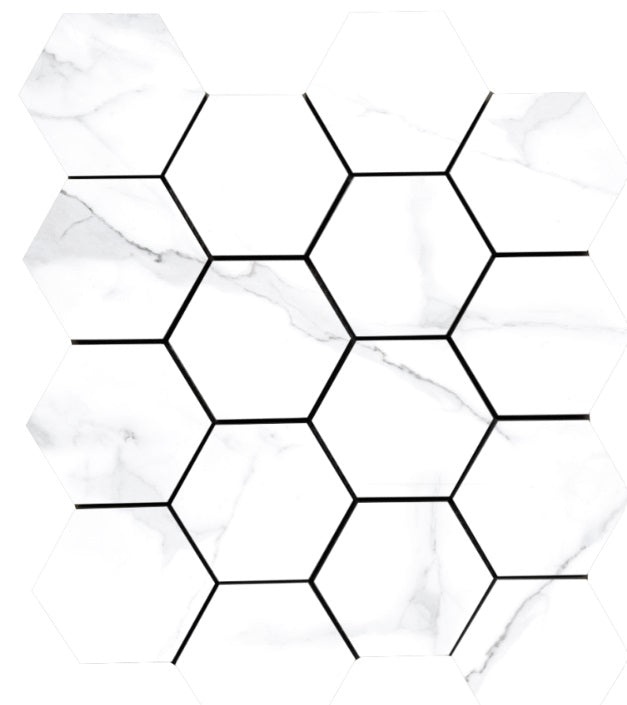 Lucca Statuario Porcelain Mosaic - 3" Hexagon