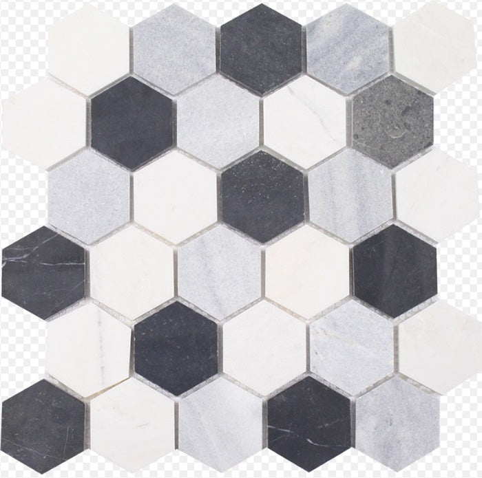 Metropolitan Blend White, Grey & Black Natural Stone Mosaic