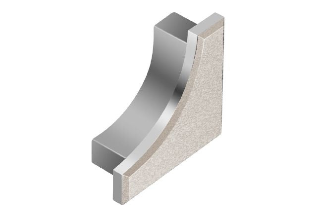 Dilex Ahk End Cap Metal Tile Edging Trim - Ivory Textured Color Coated Aluminum - 9/16" X 1/2"
