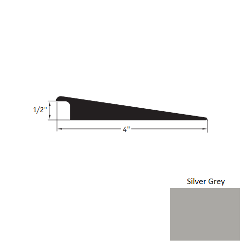 Johnsonite Silver Grey Vinyl Moulding / Trim - 4" X 12 Ft (144") X 1/2" Wheeled Traffic Transition - Wheeled Traffic Transition