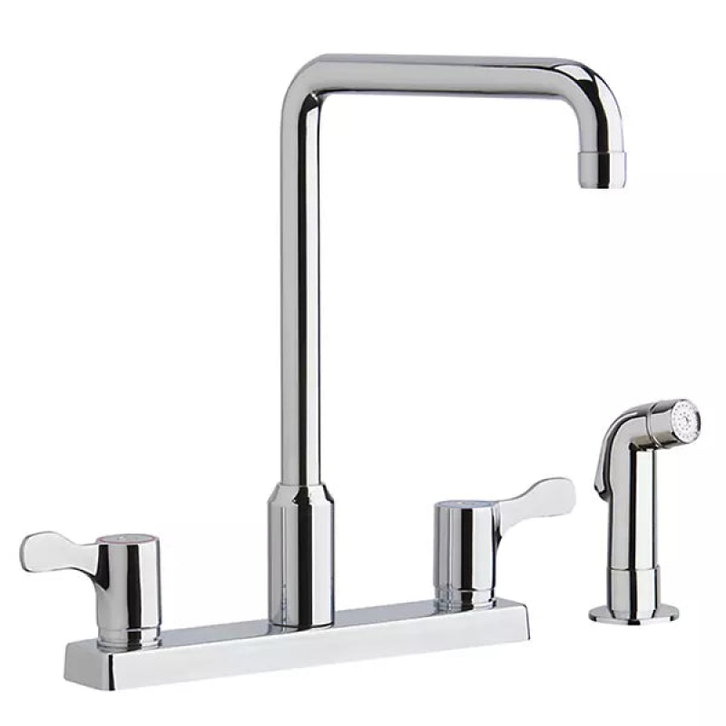 Lkd2443c Chrome Deck Mount Kitchen Faucet - Double Handle / Two Holes - Chrome