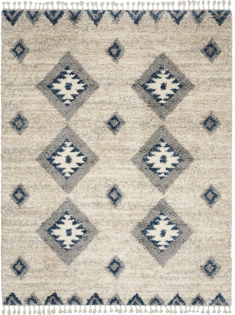 Oslo Shag Ivory / Blue Area Rug
