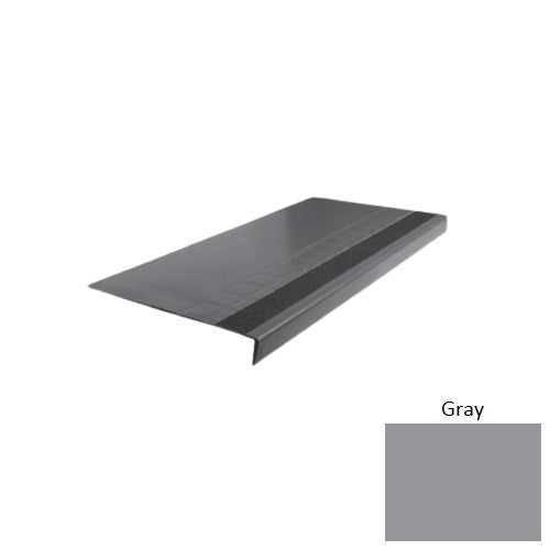 Flextones Gray Type 875 With Flush Ribbed / Smooth Insert Distinct Designs Rubber - 12 1/4" X 72" Stair Tread - Raised Square Design