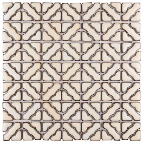 Tower Beige Porcelain Mosaic - 12 1/2" X 12 1/2" - Glossy