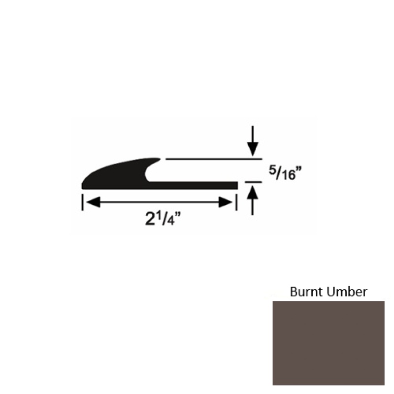 Solid 39 Burnt Umber Rubber Glue Down Carpet Edge - 2 1/4" X 9 Ft (108") X 5/16"