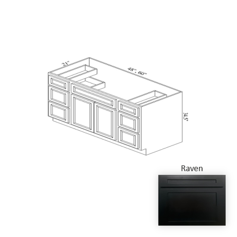 Vsb48d Raven Wood Bathroom Vanity Drawer Base - 48" X 34.5" X 21" (Assembly Required) - Raven