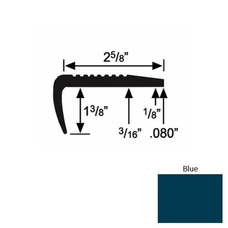 Solid 03 Blue Rubber Residential Stair Nosing