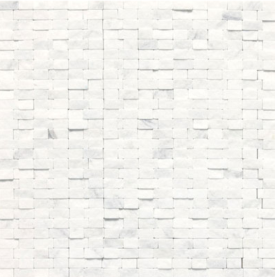 Stone A La Mod Contempo White Natural Stone Mosaic - 3/8" X 3/4" + 3/8" X 5/8" Brick Joint - Split Face