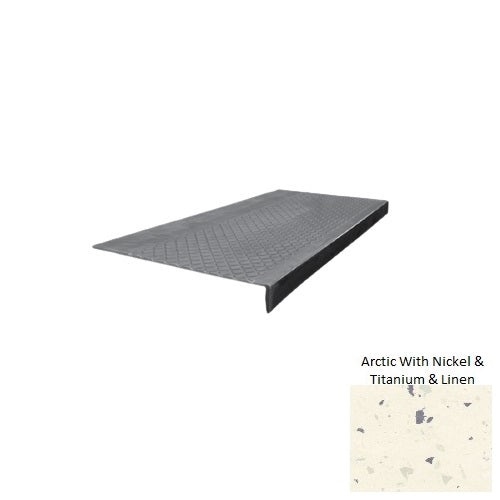 Spextones Arctic With Nickel & Titanium & Linen Type 600 Distinct Designs Rubber - 12" X 72" Stair Tread - Diamond Profile Design