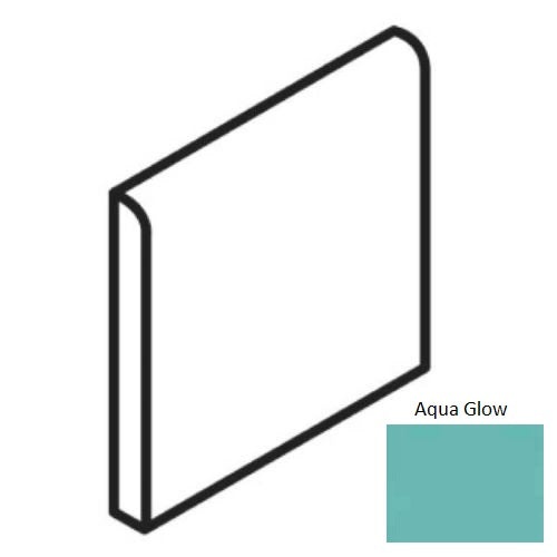 Keystones Unglazed Mosaic Aqua Glow Porcelain Floor & Wall Trim - 1" X 1" Bullnose - Matte