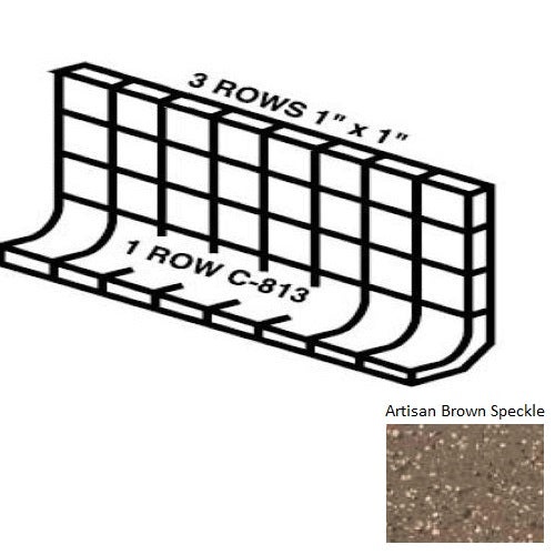 Keystones Unglazed Mosaic Artisan Brown Speckle Porcelain Wall Trim - 4" X 12" Built Up Base (Mb4c) - Matte