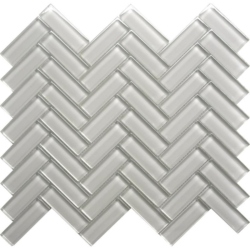 Color Palette Sugar Cookie Glass Mosaic - 1" X 3" Herringbone - Glossy