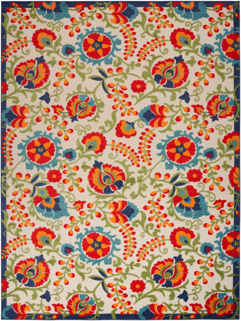 Aloha Alh17 Multicolor Polypropylene Farmhouse Area Rug 9 Ft x 12 Ft