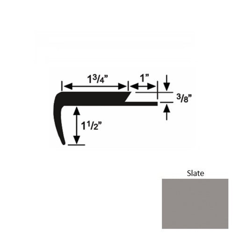 Solid 11 Slate Rubber Single Flange Carpet Stair Nosing