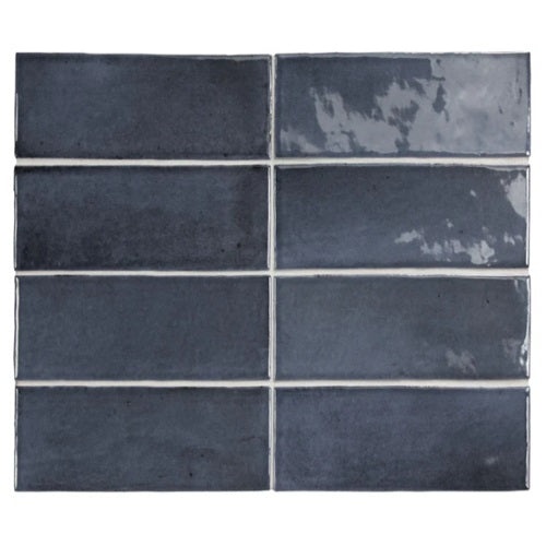 Soco Blue Porcelain Tile - Glossy - 2" X 6"
