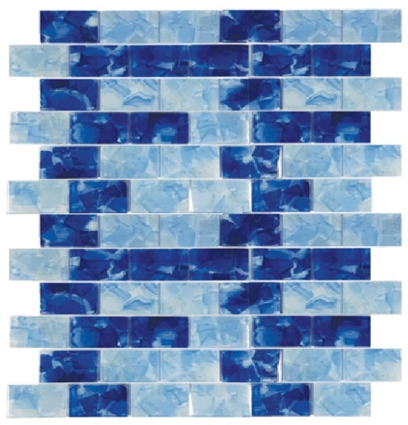 Aquatica Flower Pool Blend Glass Mosaic - 1" X 2" Staggered - Glossy