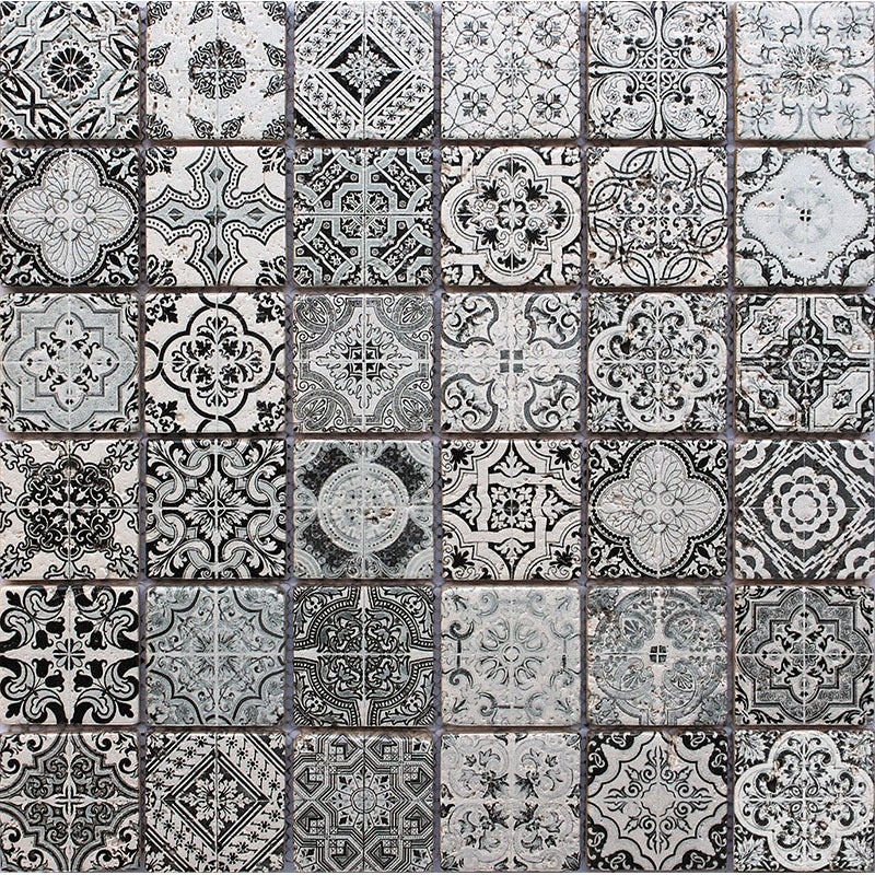 Skalini Line Artistic Stone Festival 3 Travertine Mosaic - 1.9" X 1.9" - Painted