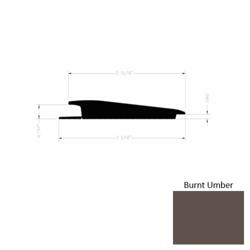 Solid 73 Burnt Umber Rubber Rolling Traffic Transition - 3 3/16" X 9 Ft (108") X 1/4" - 0.080"