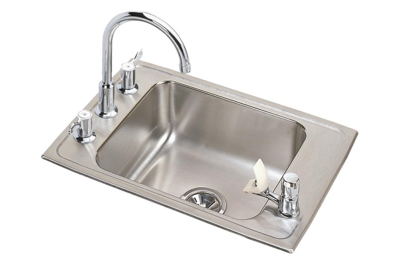 Drkad251760c Lustertone Classic Stainless Steel Drop In Single Bowl Kitchen Sink - 25" X 17" X 6" 4 Holes With Faucet Bubbler Strainer - Stainless Steel