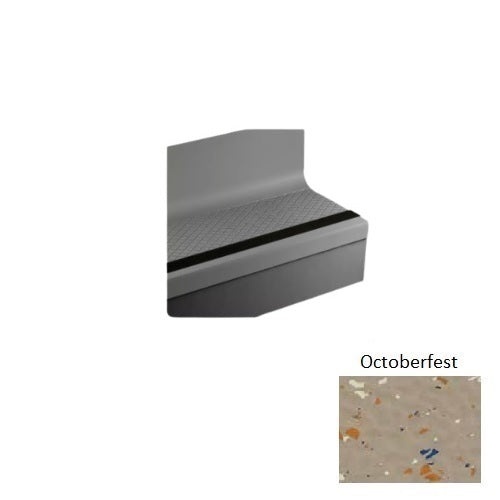 Johnsonite Octoberfest Diamond Rubber Moulding / Trim - 19" X 60" Angle Fit Speckled Stair Tread With Riser (Sq) With B…