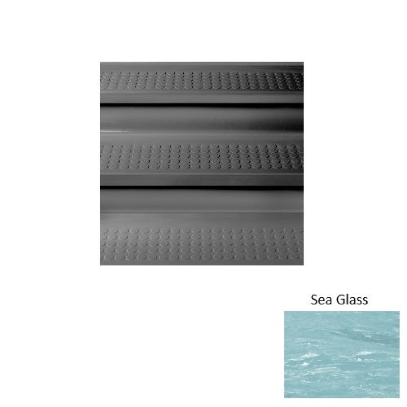 Marbleized 96 Sea Glass Vantage Raised Circular Rubber (Sq) Stair Tread With Riser - Textured