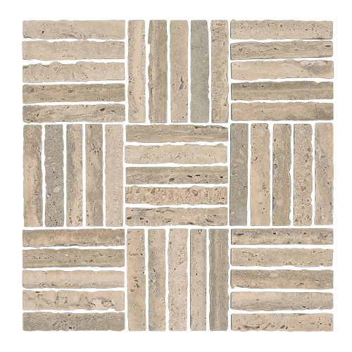 Arroyo Taupe Travertine Mosaic – Parquet – Honed