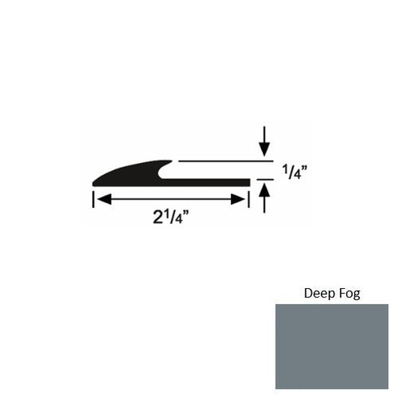 Solid 38 Deep Fog Rubber Glue Down Carpet Edge - 2 1/4" X 9 Ft (108") X 1/4"