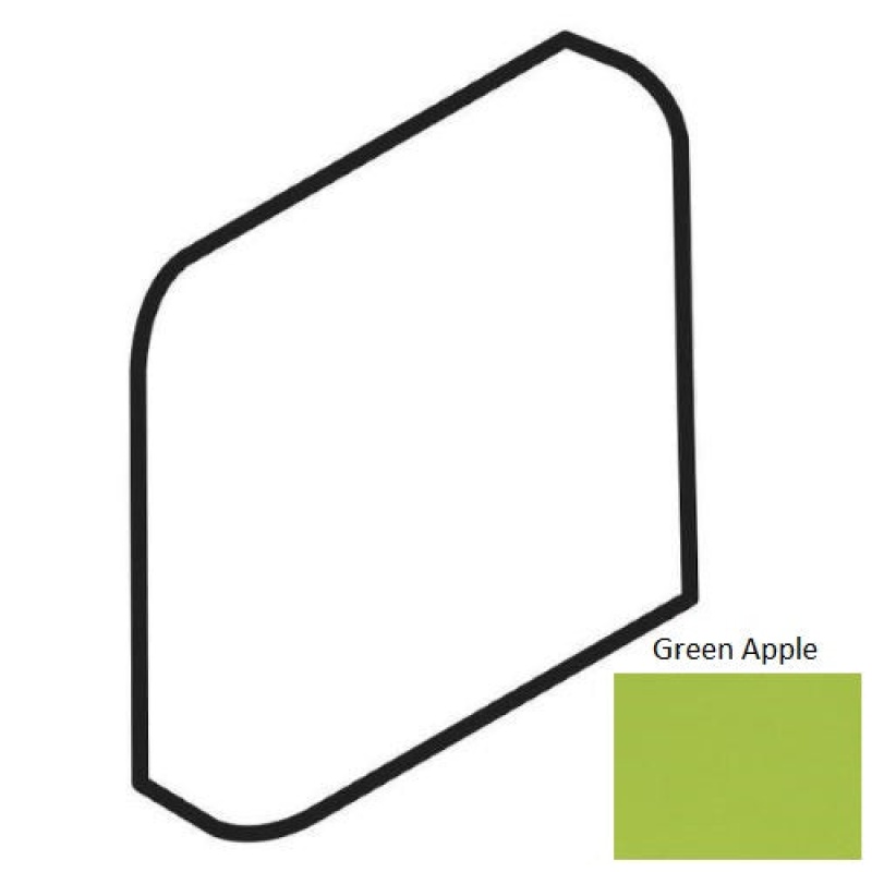 Bright & Matte Green Apple Ceramic Wall Trim - 2" X 2" Radius Bullnose Outcorner - Glossy